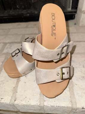 Boutique by Corkys Twinkie Two-Strap Buckle Wedge Sandals